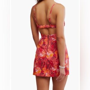 Free people stretch Tropical Red and Orange Floral Dress in size S